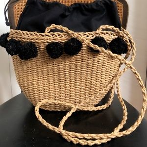 Lucky Brand Straw bag with Pom Poms